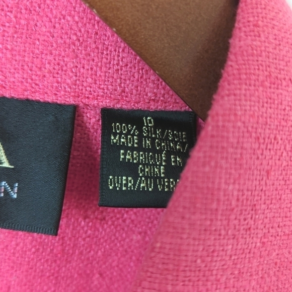 Dana Buchman 90's Vintage Lightweight Linen Collared Button Up Shacket Pink 10 - Picture 7 of 14